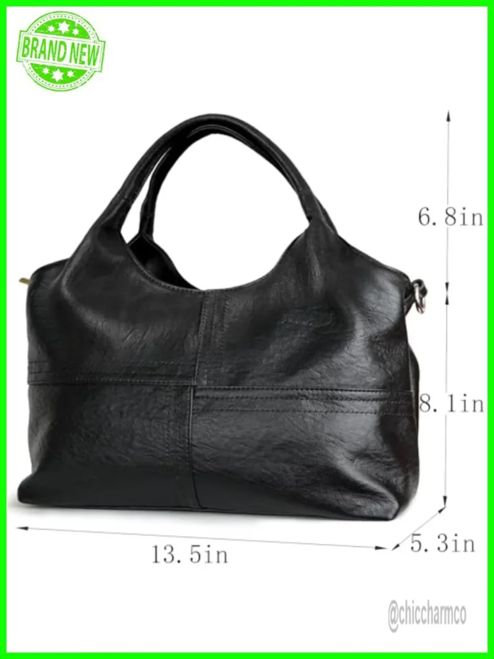 Vegan Leather Hobo Satchel Tote Handbag Detachable Strap Two-Handle